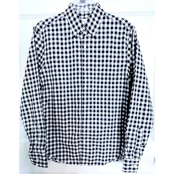 J.CREW Men Navy White Gingham Buttoned Down Slim Untucked Shirt Size Small NWoT - Picture 2 of 6